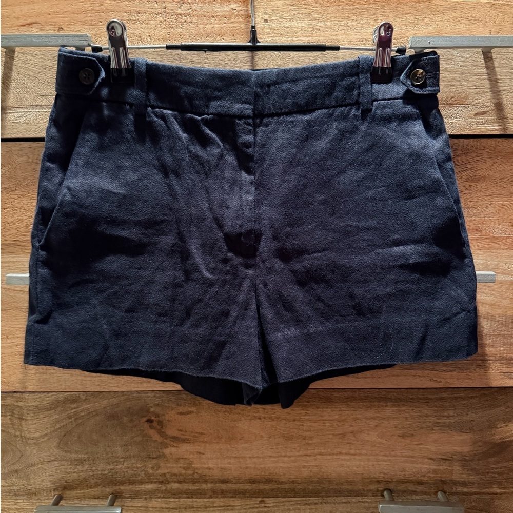 J. Crew High Waist Black Linen Shorts